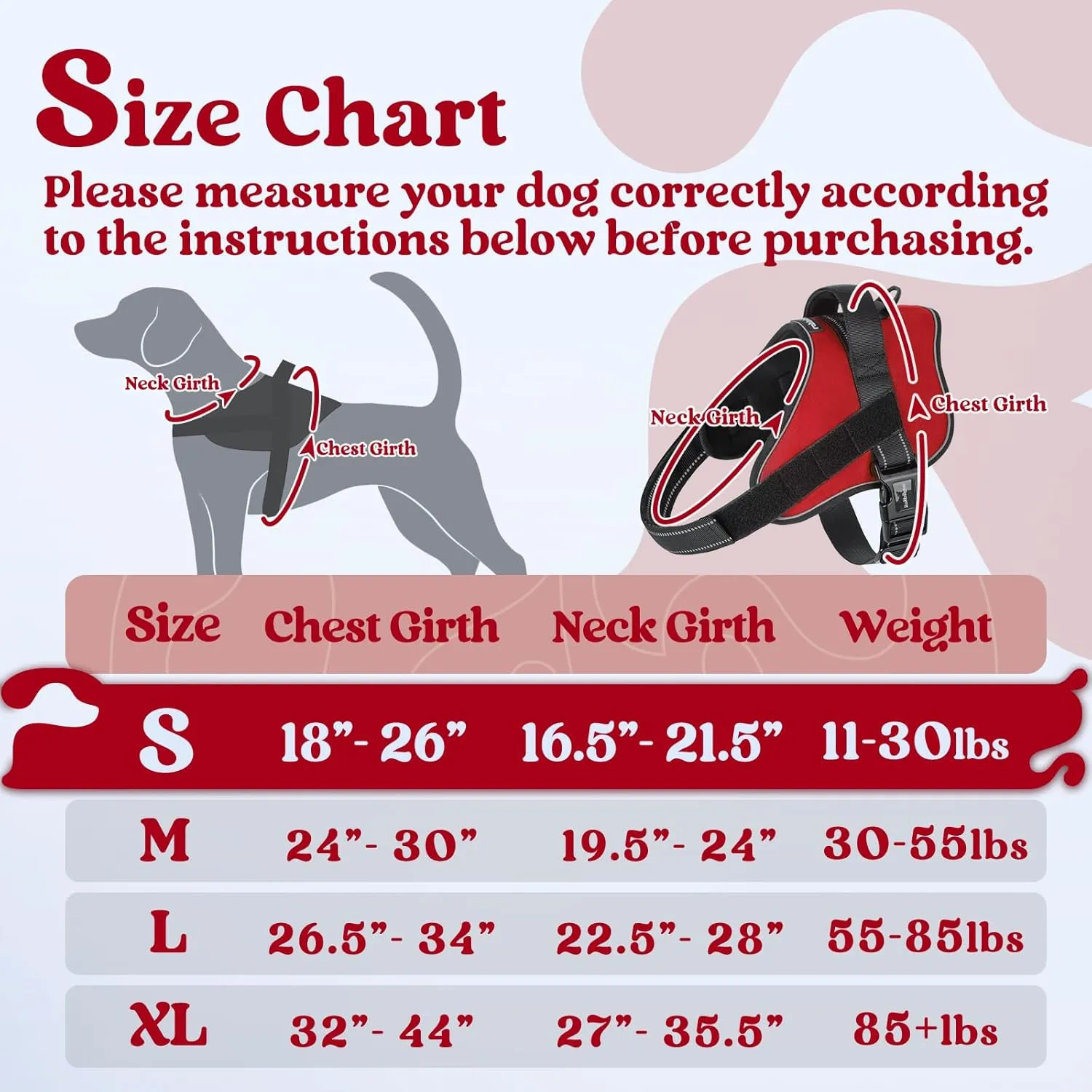 rabbitgoo Dog Harness Small Sized, No Pull No Choke Pet Vest, Easy Wearing with One Buckle, Reflective, Adjustable Pet Harness with Molle for Walking, Training, Red, S