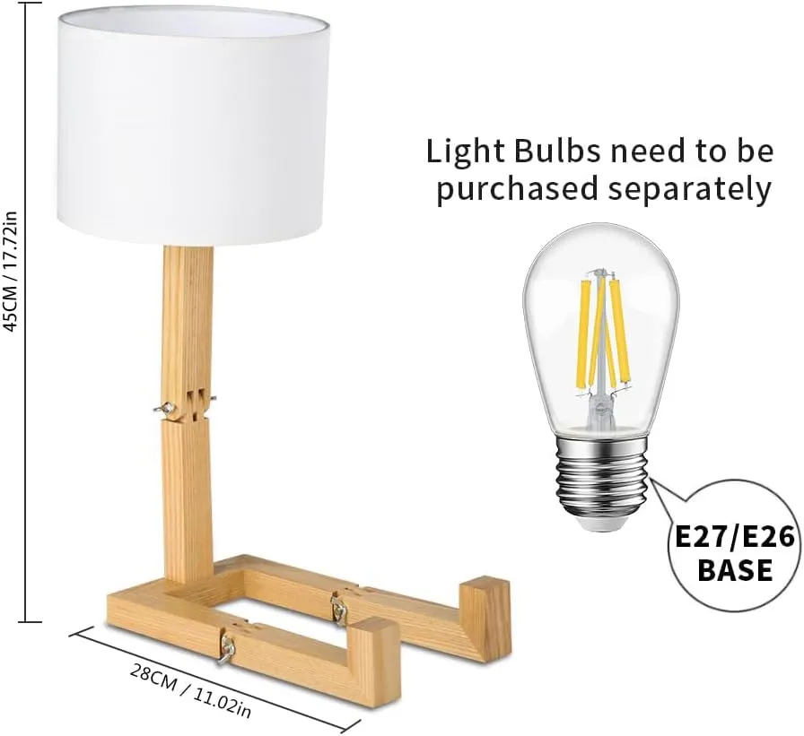 Robot Cute Desk Lamp Set of 2, Wooden Bedside Table Lamp Unique Fun Robot Lamp Quirky Cool Lamp for Home, Kids Room, Living Room, Coffee Shop, Adjustable Lamp Body