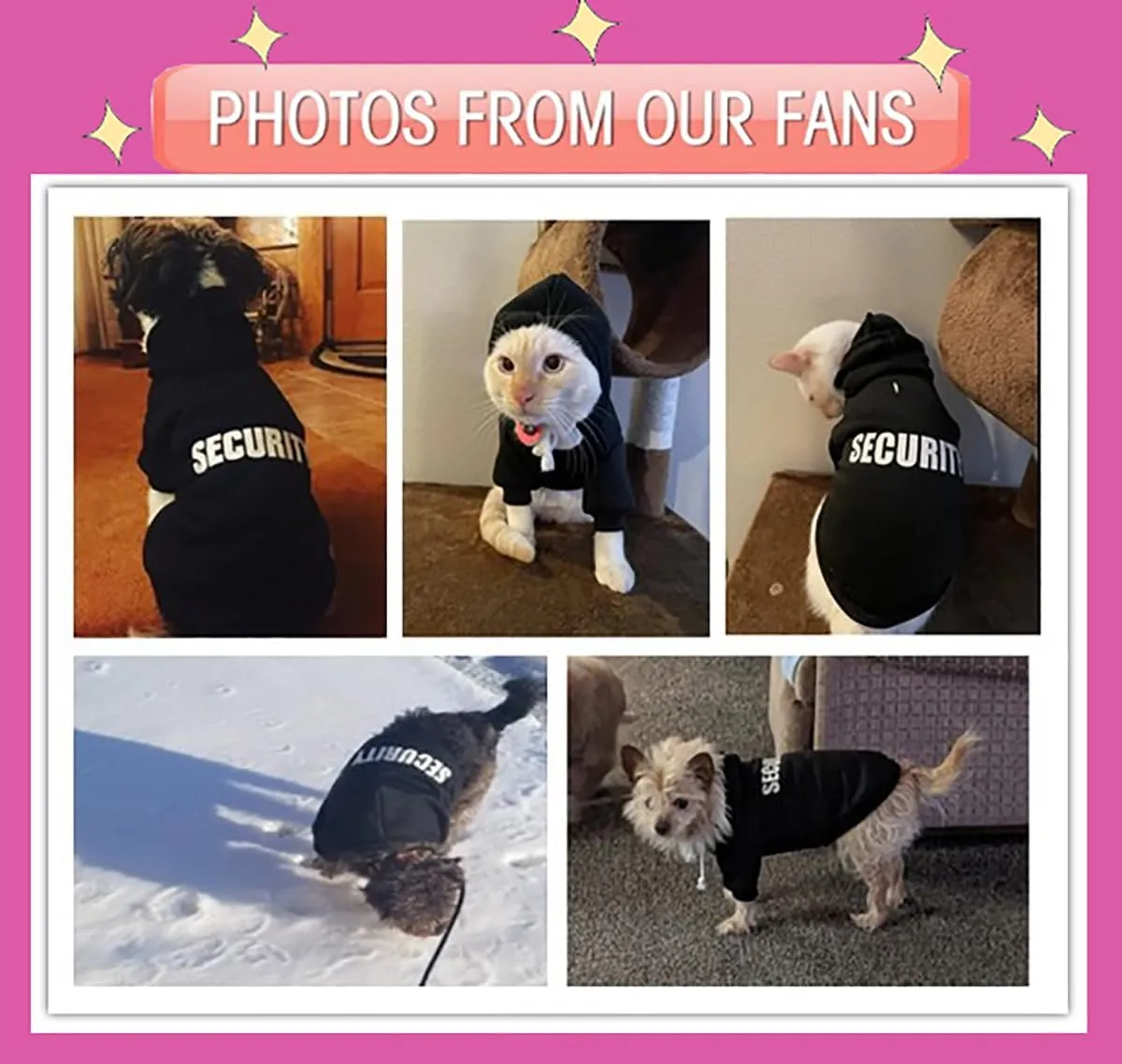 Security Dog Hoodies Dog Clothes Apparel Winter Sweatshirt Warm Sweater Cotton Puppy Small Dog Hoodie for Small Dog Medium Large Dog Cat (Grey, S)