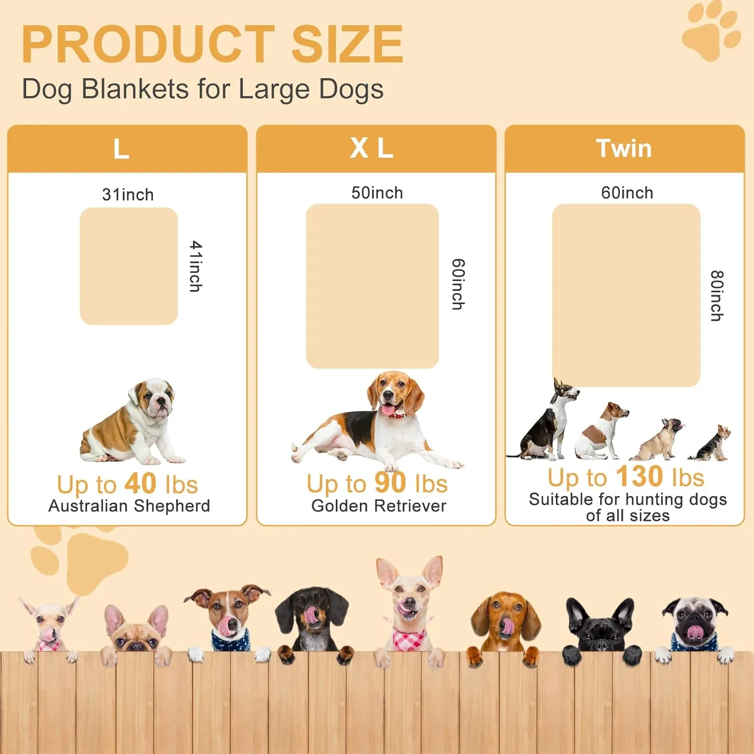 Soft Dog Blanket for Large Dogs - Fluffy Pet Blanket for Cats & Puppy, Reversible Paw Print Design Throw Blanket for Bed, Couch, or Travel - 41x31 Inch, Gray