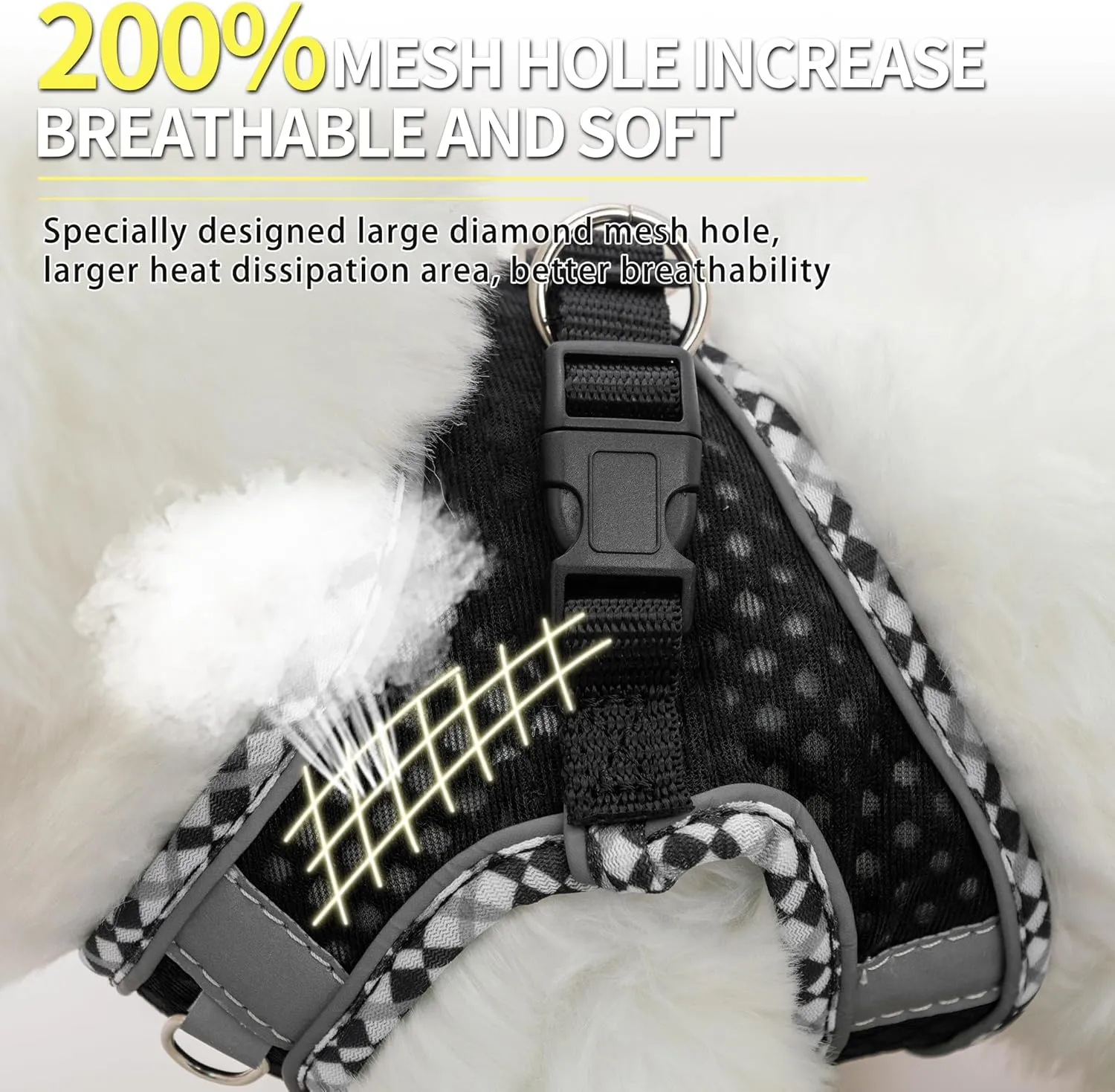 Soft Dog Harness and Leash Set for Walking, Summer Step in Vest Harness, Reflective Bands, Ultra Thin Breathable Pet Supplies, for Extra Small Dogs and House Cats Black XS