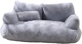 Soft Fluffy Self-Warming Cat Bed | Washable Pet Sofa for Indoor Cats & Small Dogs | Cute Princess-Inspired Kitten Couch & Puppy Bed(Gray,35.43''*22.05''*11.81'')