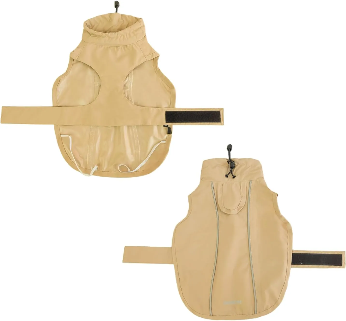 Waterproof Dog Raincoat with Reflective Strip, Adjustable Breathable Rain Coat Jacket with Leash Hole for Dogs (Khaki, X-Small)