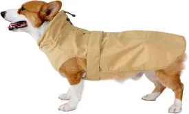 Waterproof Dog Raincoat with Reflective Strip, Adjustable Breathable Rain Coat Jacket with Leash Hole for Dogs (Khaki, X-Small)