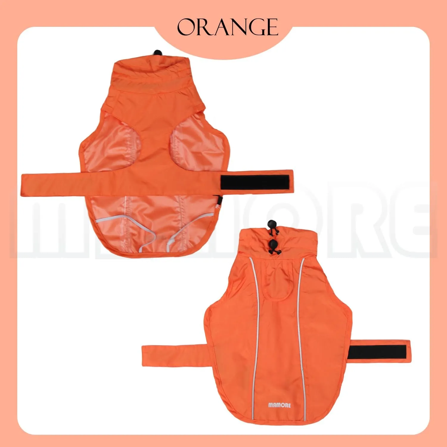 Waterproof Dog Raincoat with Reflective Strip, Adjustable Breathable Rain Coat Jacket with Leash Hole for Dogs (Orange, X-Small)