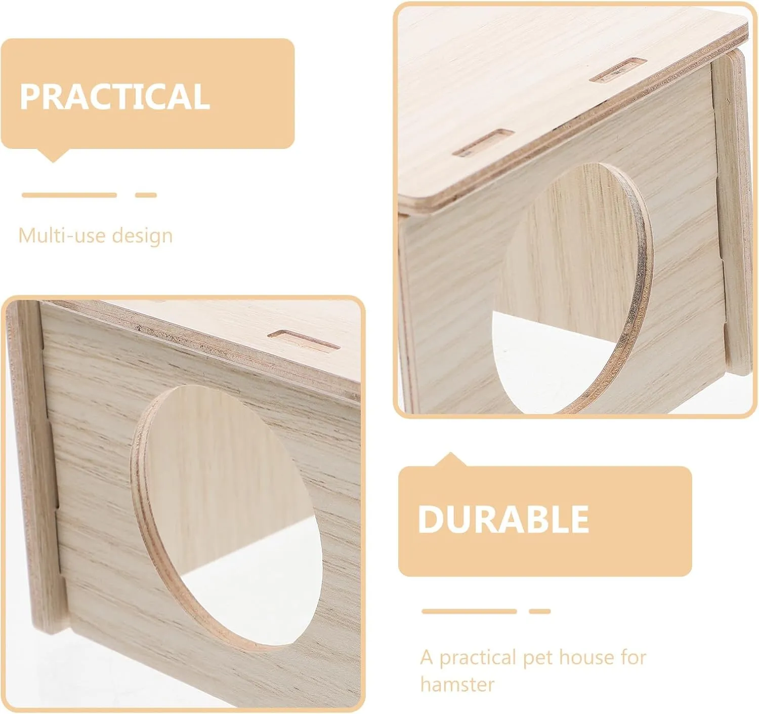 Wooden Hamster Habitat - Cozy Hideaway for Dwarf Hamsters, Mice & Gerbils - Perfect Small Pet Cage Decor and Chew Toy